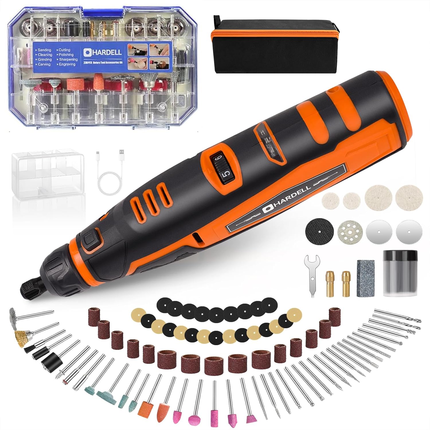 HARDELL 12V Cordless Rotary Tool&230pcs Accessories(Blue)