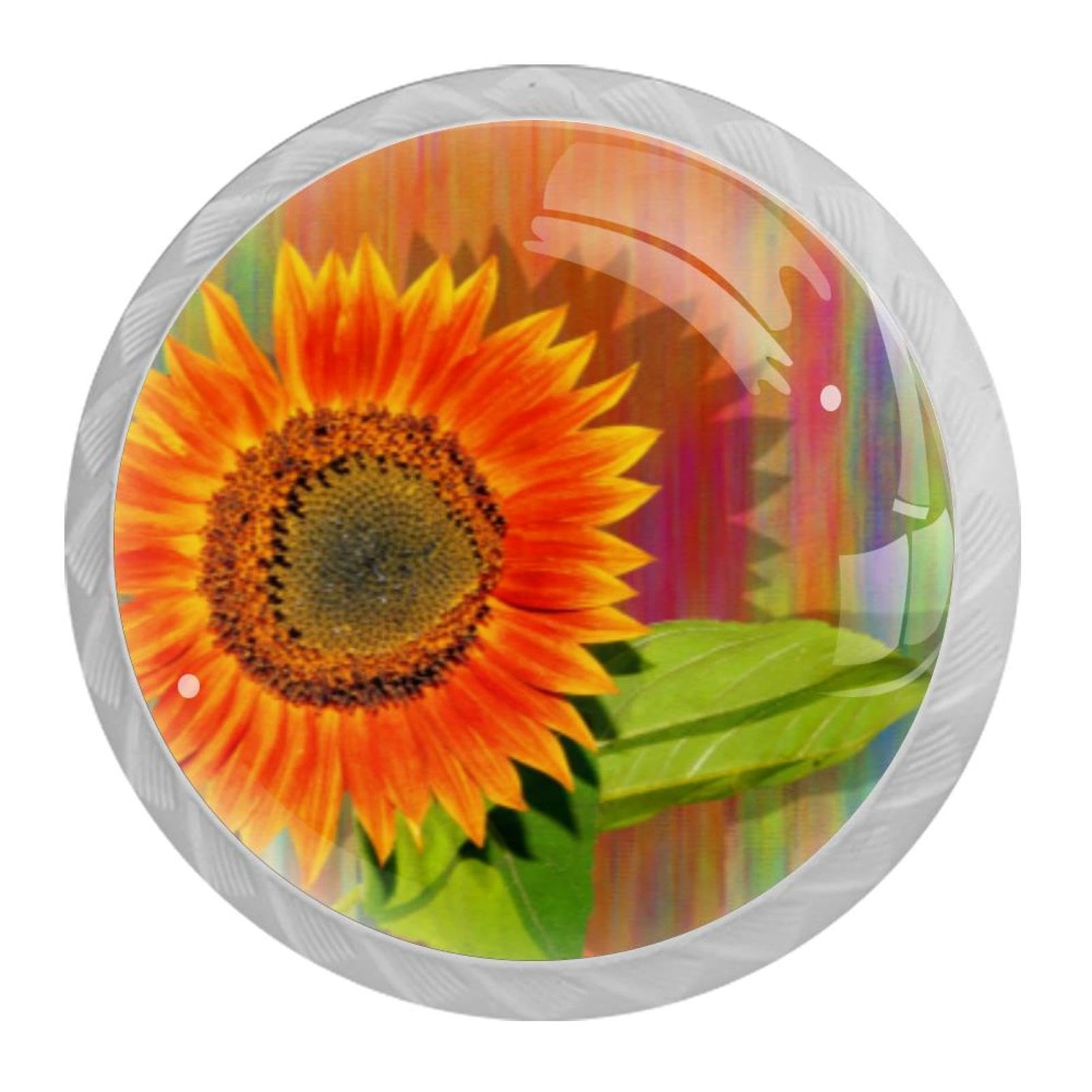 Tqmspg Multi10 4 Pieces Drawer Pulls Sunflower Blossom Door Knobs Dresser Handles For Kitchen Wardrobe Cupboard Hardware Furniture