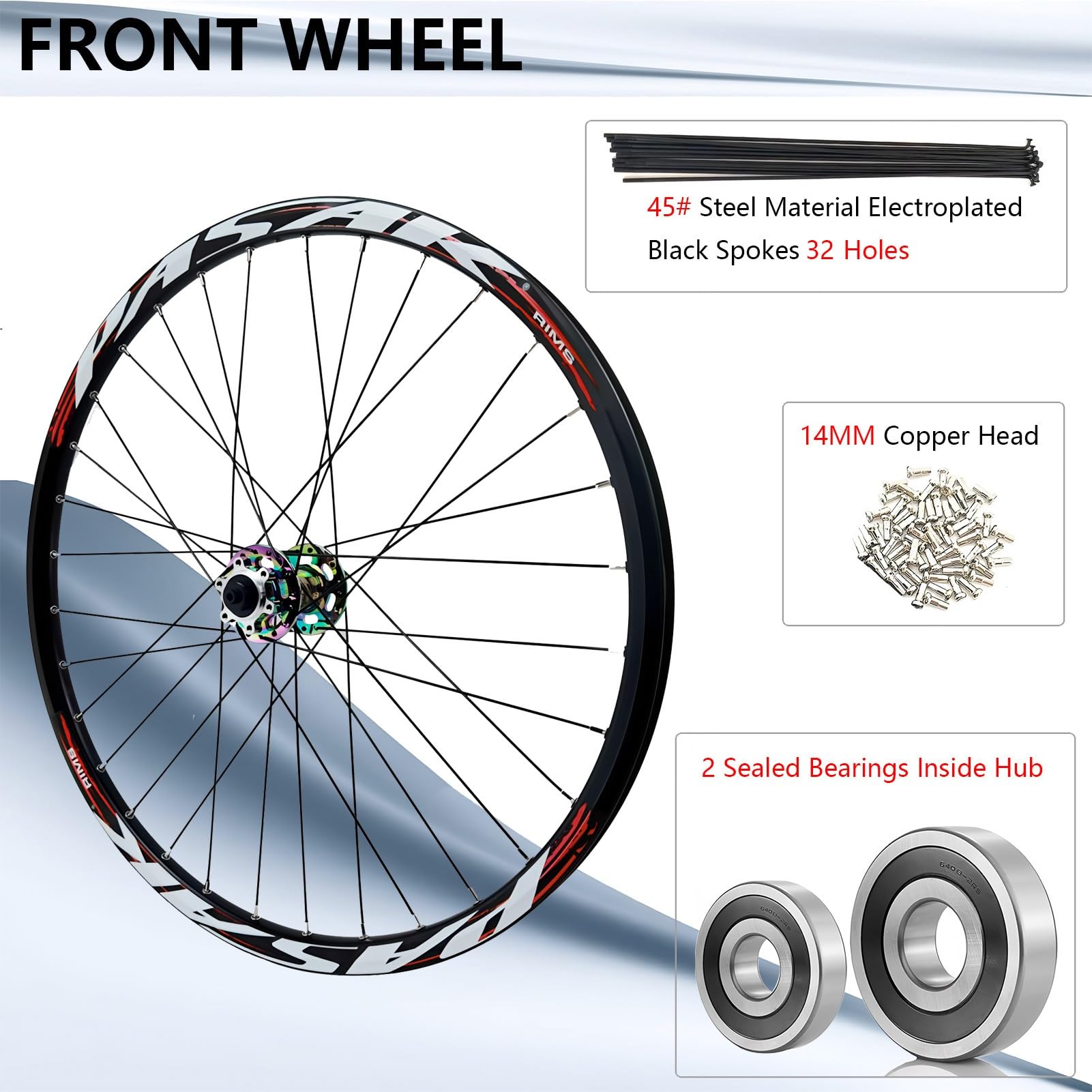 Set di Ruote per Mountain Bike 26/27.5/29", mozzi HG a 32 Fori, sgancio rapido per Freno a Disco Anteriore/Posteriore, Cerchio in Alluminio a Doppia Parete, Adatto a Pneumatici da