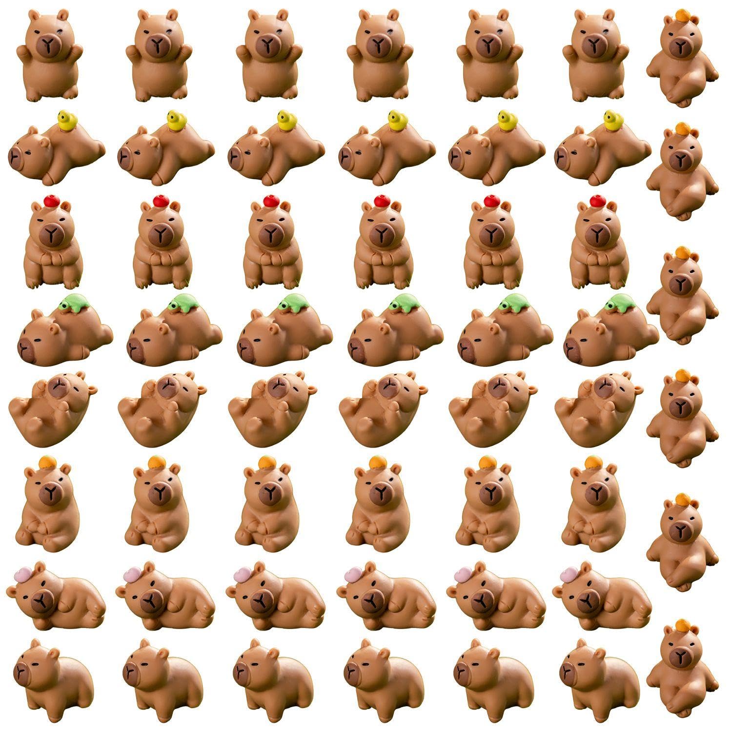 Ejufns Brown 54 Mini Capybara Ornaments, 9 Resin Animal Models, Micro-Landscape Decoration, Desktop Garden Layout, Hand-Made Scene Materials.