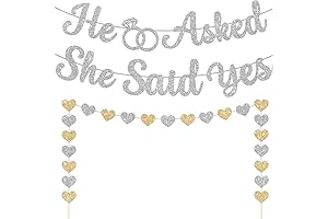 He Asked She Said Yes Banner Decorations Kit Silver Glitter Bridal Shower Decorations