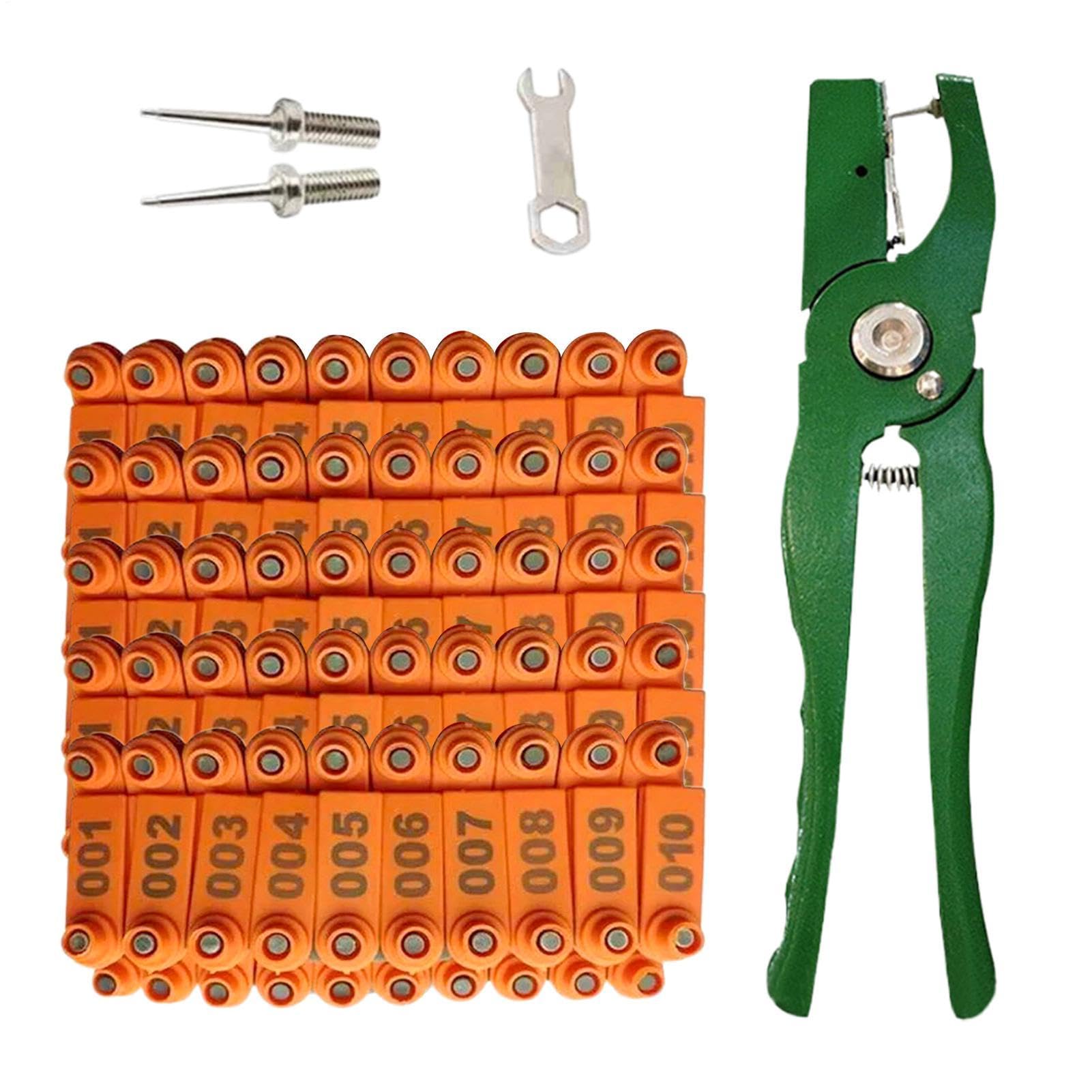 Set di etichette per bestiame – Pesante marcatura animale agricolo, cento pezzi riutilizzabili applicatore, identificazione animali fattoria | Resistente facilmente leggibile Etichette Organizzano