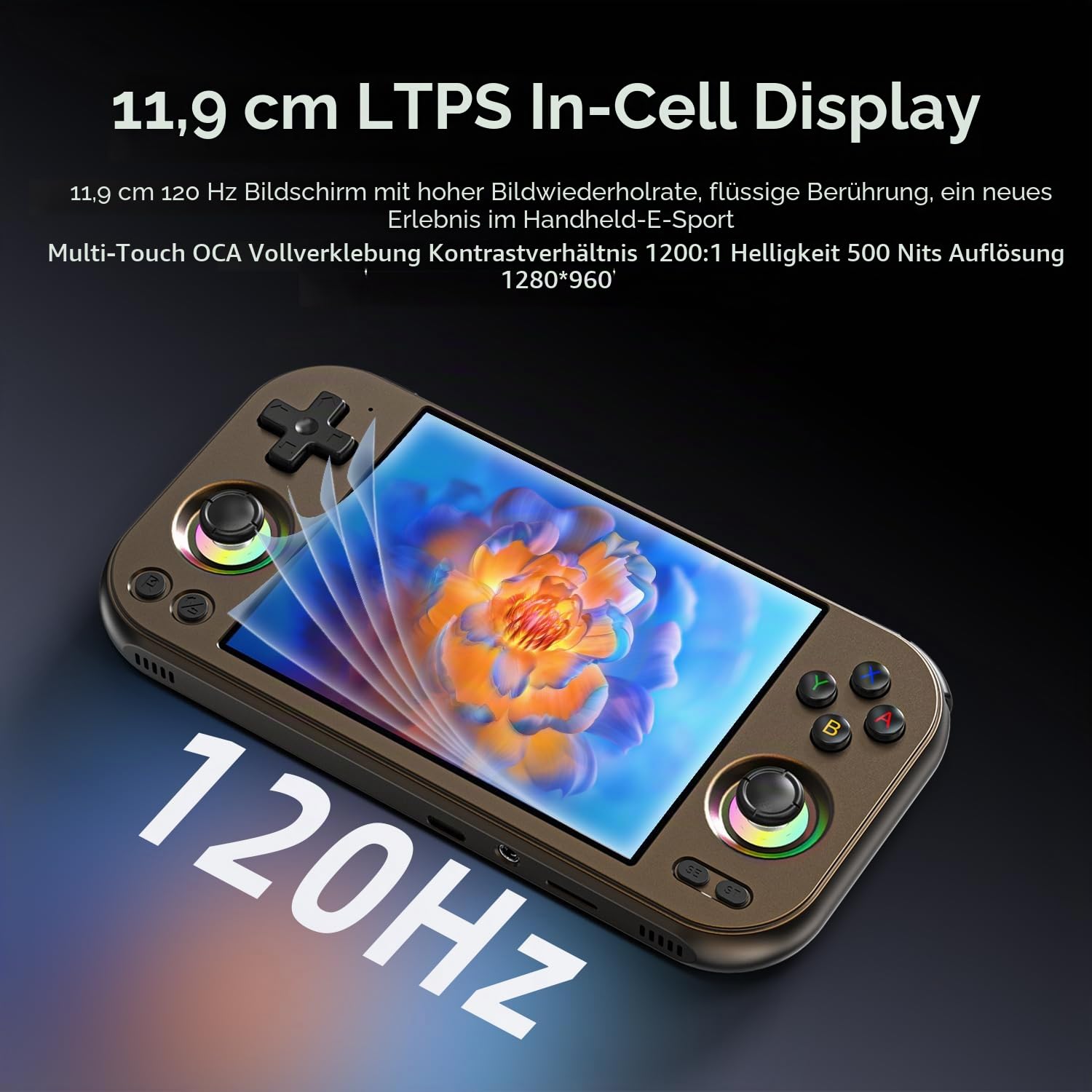 Anbernic RG477M Retro-Handheld-Spielekonsole, Aluminiumlegierung, CNC, Android 14-System, 11,9 cm (4,7 Zoll), LTPS-Touchscreen, Dimensity 8300, Prozessor, unterstützt WiFi 6E, Bluetooth 5.3, 8 + 128
