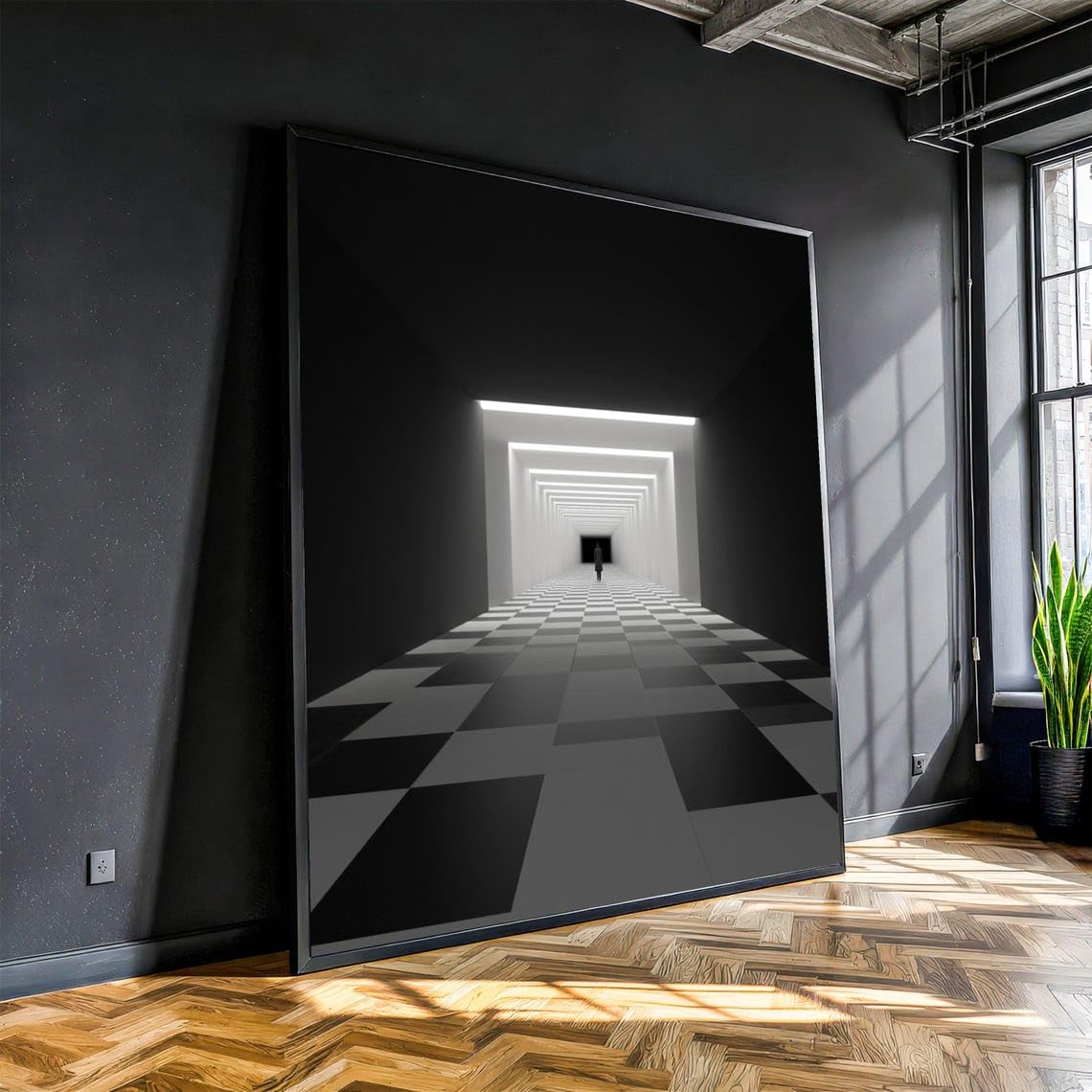 Tableau sur toile tunnel géométrique pour agrandir un petit espace - 8
