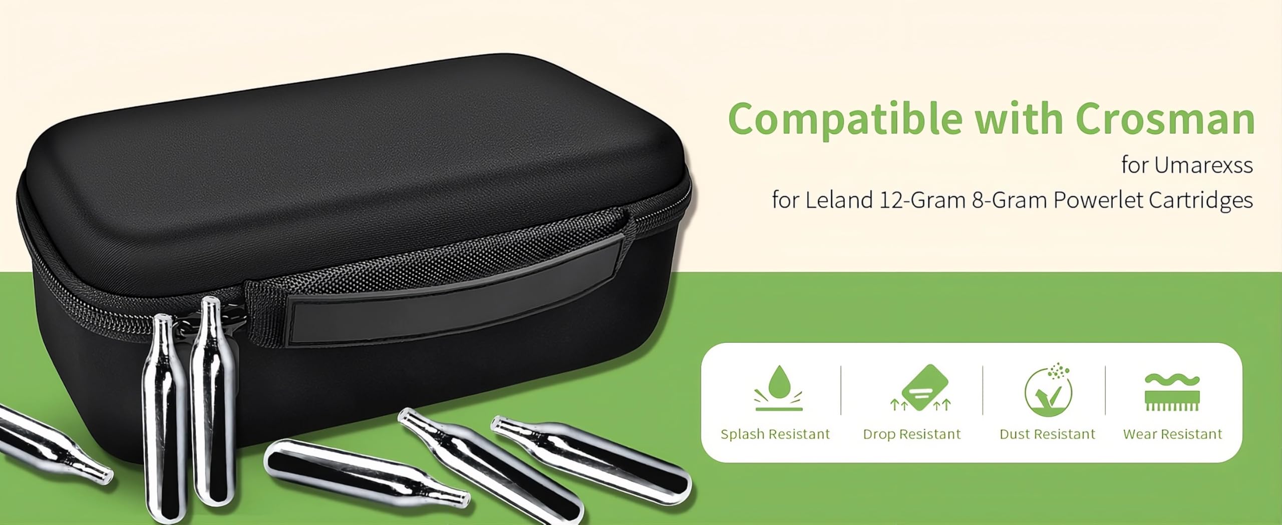 Estuche para Cartuchos CO2 40 Slots Caja Organizadora Compatible con Crosman Umarexs Leland Resistente a Golpes