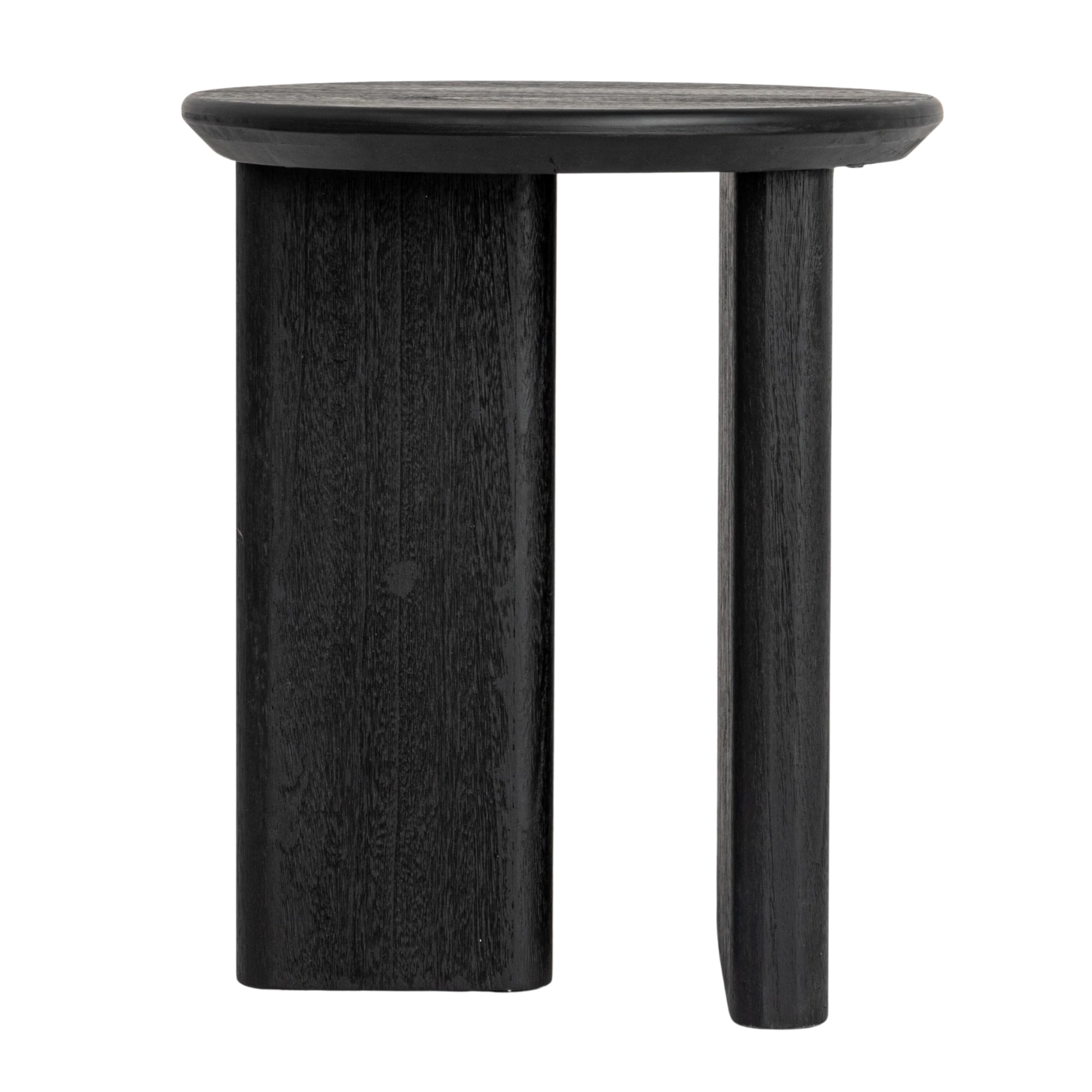 Creative Co-Op Asymmetrical Firwood Round End Table, Black