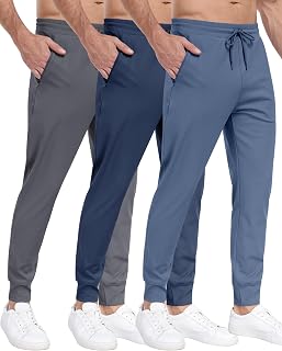 3 Pack Men's Sweatpants with Zipper Pockets,Workout Gym Traning Track Joggers Pants for Men Running Jogging Pants
