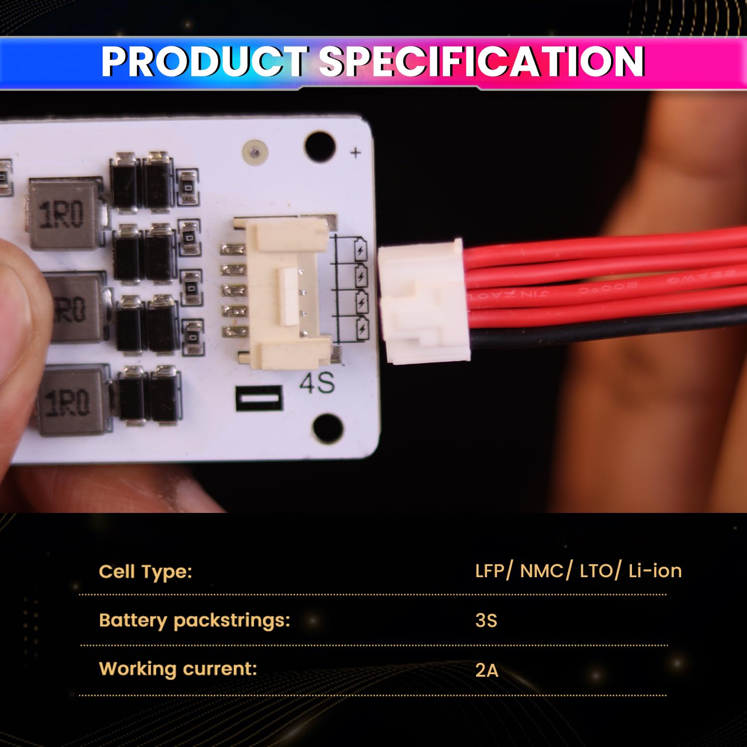 amiciSolar 4S 2A Active Balancer Board for LFP LiFePO4 Lithium Li-ion Lipo LTO Battery Packs – Inductive Energy Equalization for 3.0V~4.2V Cells, Efficient Voltage Balancing - Image 3 thumbnail