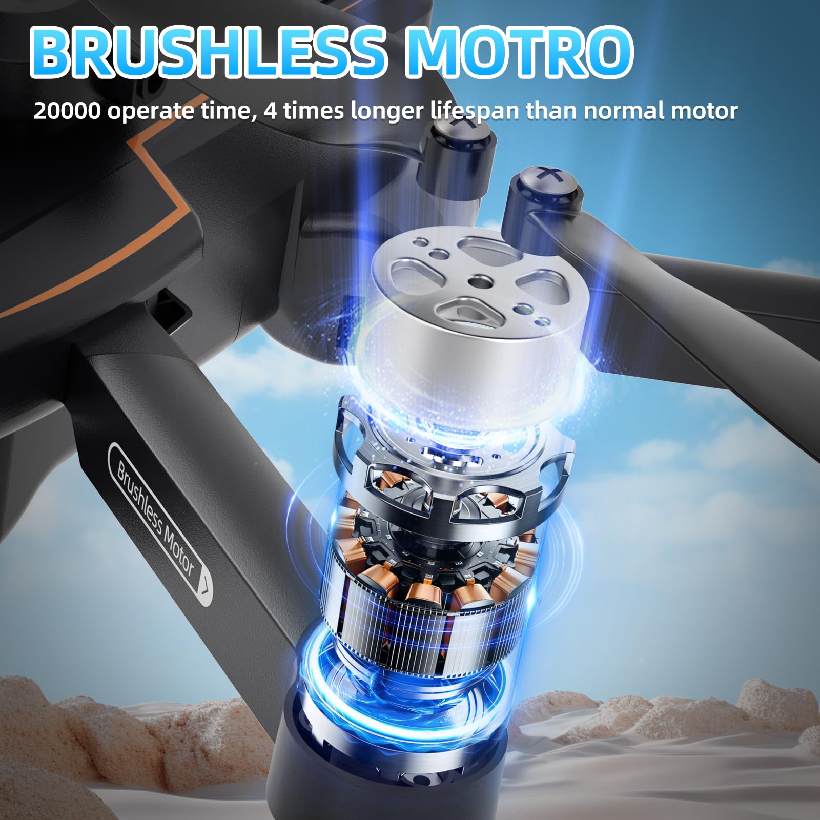 Drone Con 720P Telecamera per Bambini Motore Brushless,Drone per Bambini Principianti, Posizionamento del Flusso Ottico,Evitamento Degli Ostacoli,Modalità Senza Testa,2 Batterie