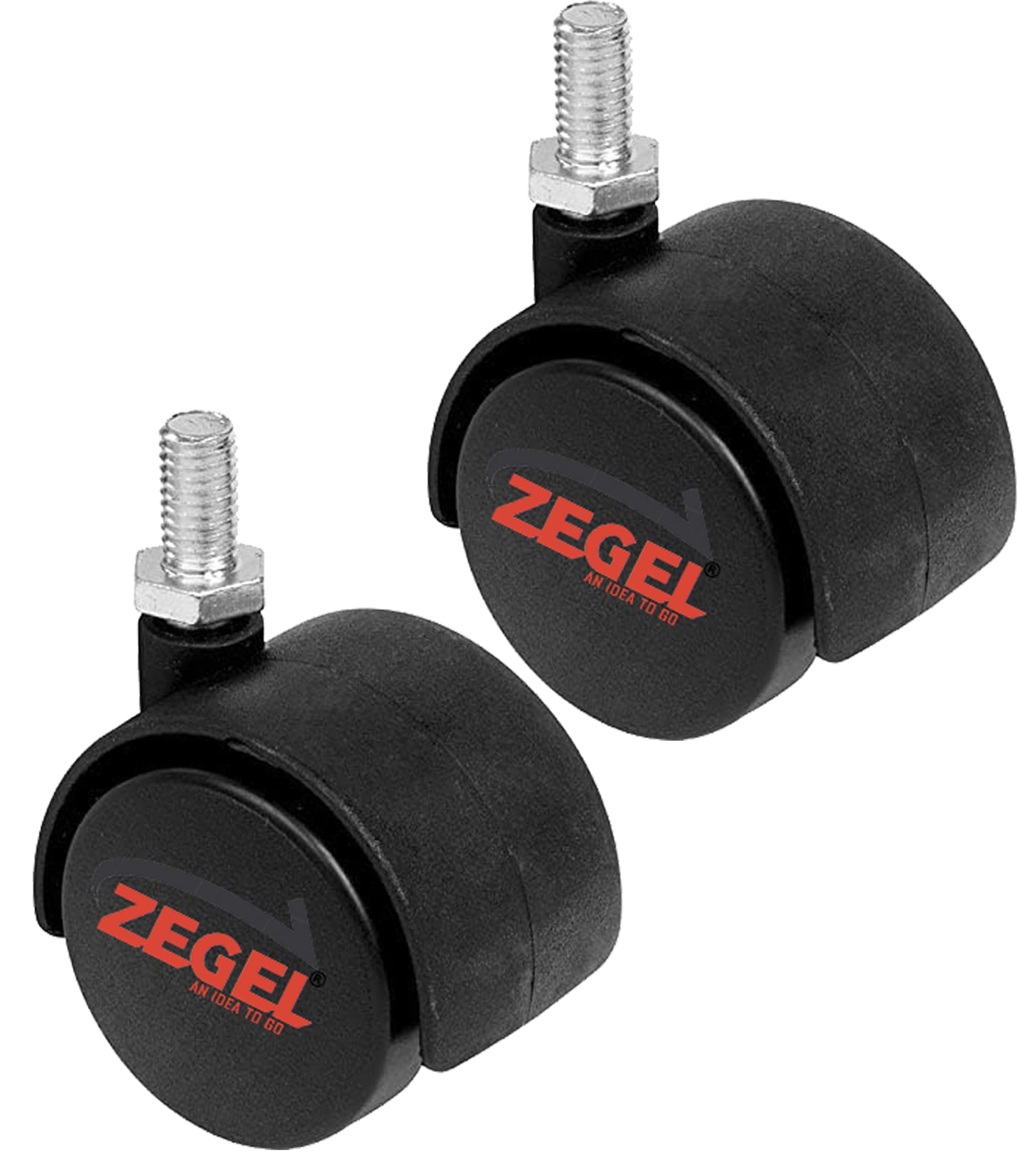 Zegel®- Heavy Duty Black Chair Wheels, Thread Fitting Kursi Ka Pahiya, Chudi Type Chair Wheel, Nylon Caster Wheels, Thread Type Accessories and Spare Parts Load Capacity - 245 Kgs (Pack of 2) CKY