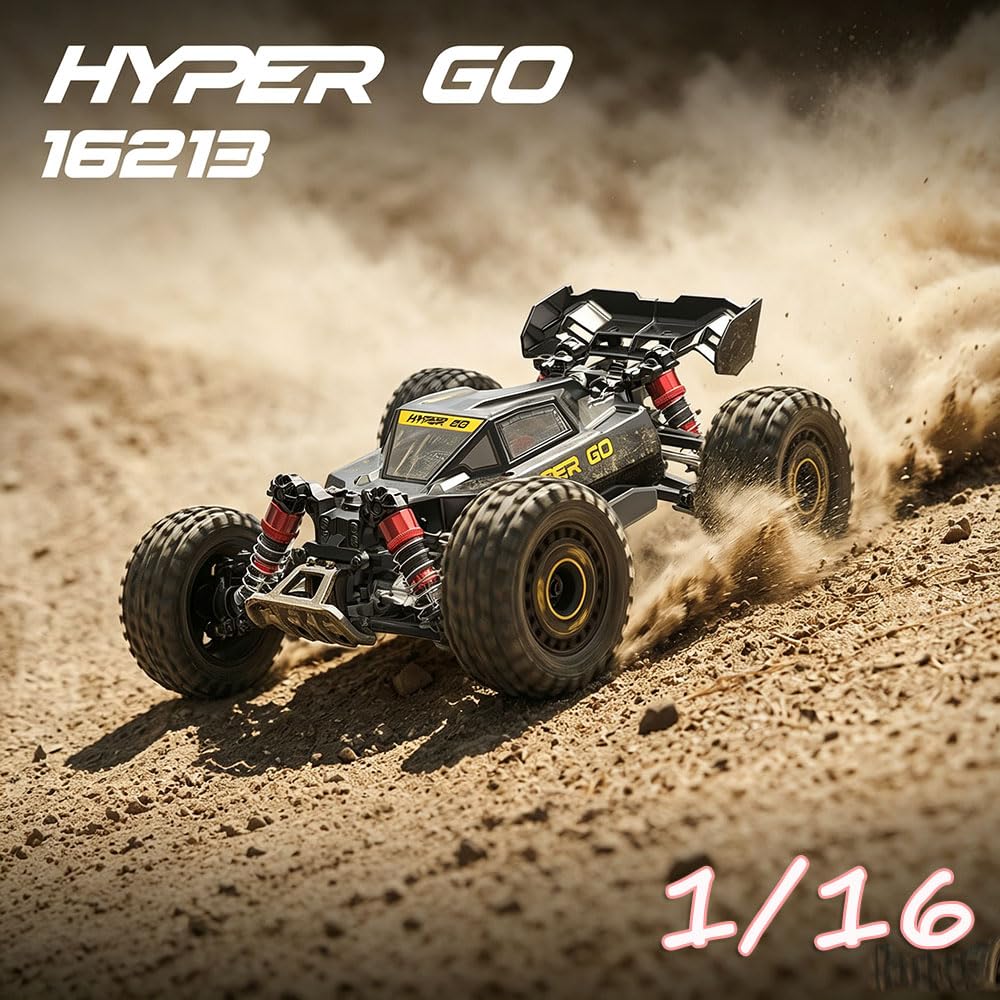 MJX 16213 - Auto telecomandata per adulti, 45 km/h, 1/16, senza spazzole, RC ad alta velocità, fuoristrada Drift, 4WD Off Road Race Buggy, 3 batterie, blu con doppio guscio, nero