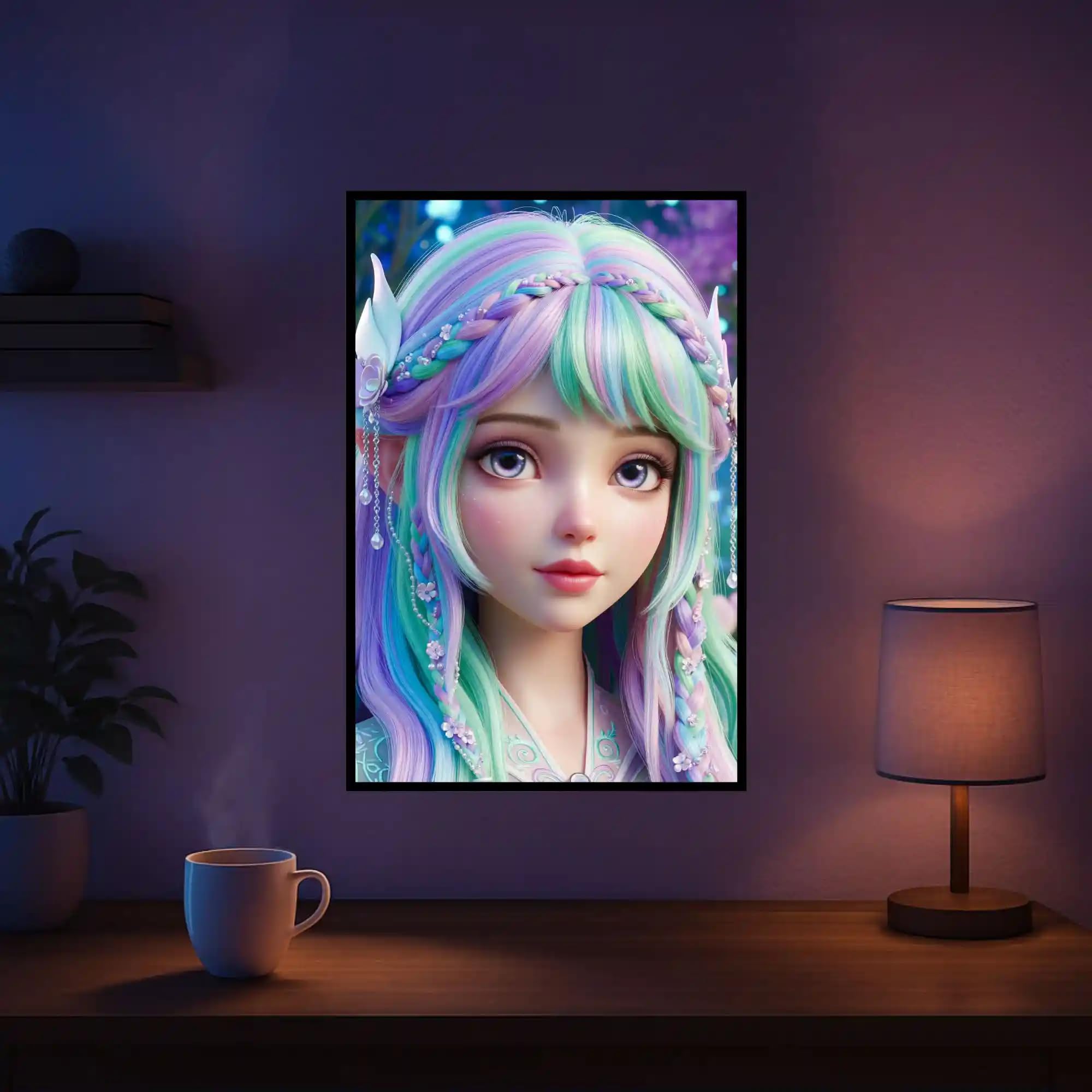 Picmondoo Peinture diamant - 40 x 60 cm - Avec pierres carrées en résine AB, strass et couleurs métalliques - Œuvre d'art pour adultes et enfants (princesse fée Elara by Sonja S)