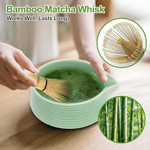 Miniatura 3 de Juego de batidor de matcha, juego de 6 piezas de matcha incluye cuenco de matcha con boquilla, batidor de matcha (Chasen), soporte para batidor de