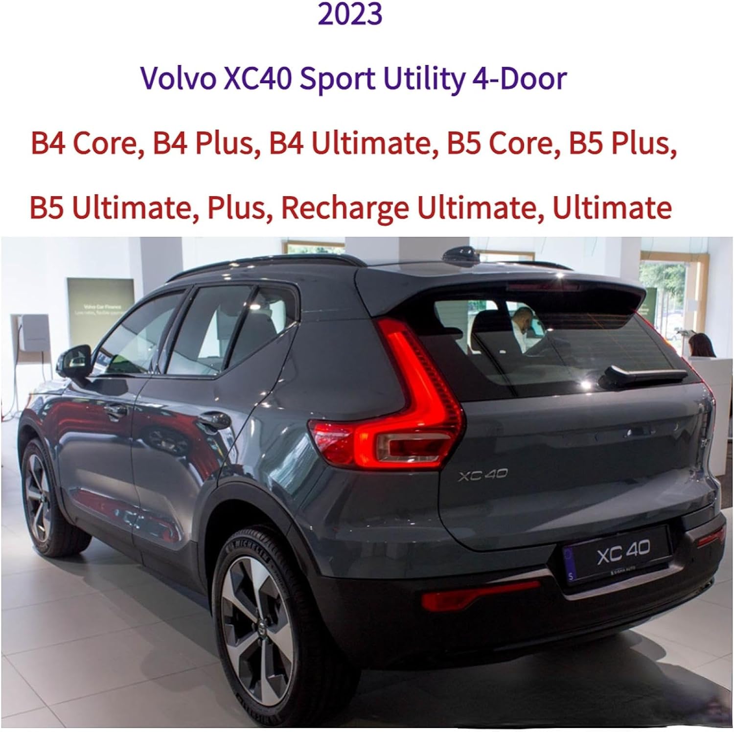 Rear Wiper Blade Arm Set for Volvo XC40 B4 B5 MILD HYBRID 2023 Core Plus Ultimate Recharge Ultimate Sport Utility EV-GAS (MHEV) DOHC Turbocharged Amaoudri Rear Back Windshield Wiper Blade Arm Set