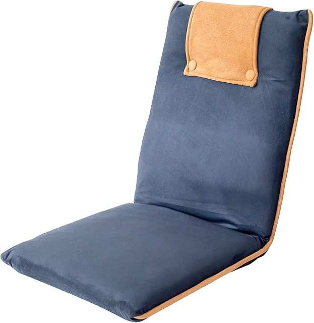 bonVIVO Floor Chair - Easy II Folding Meditation Chair for Adults - Padded Floor Chair with Back Support for Camping and Gaming - Adjustable Reading Chair for Floor - Gifts for Men and Women - Blue