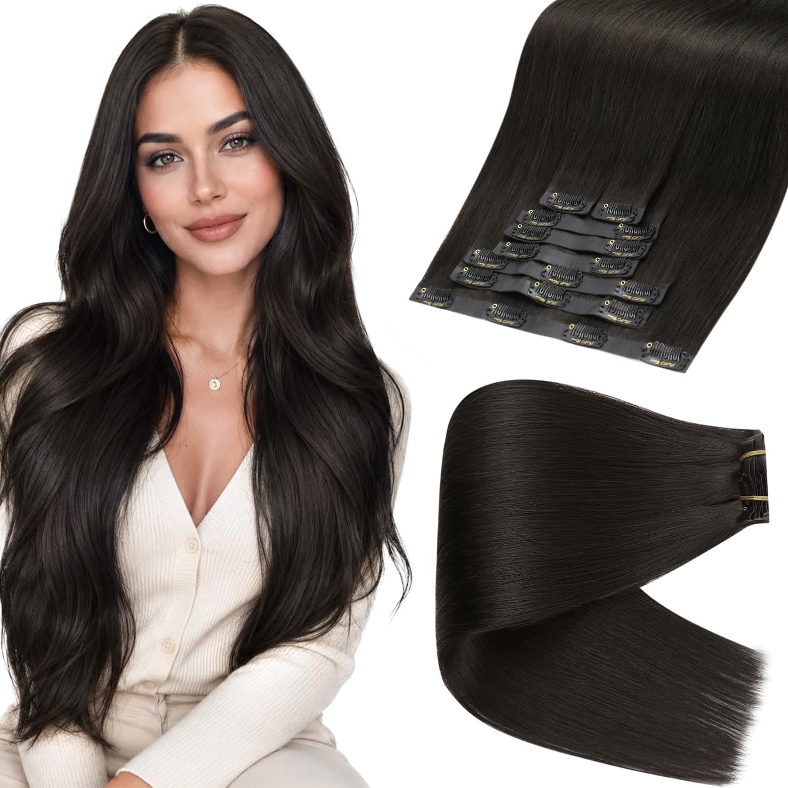 Full Shine Seamless Real Human Hair Clip-In Extensions