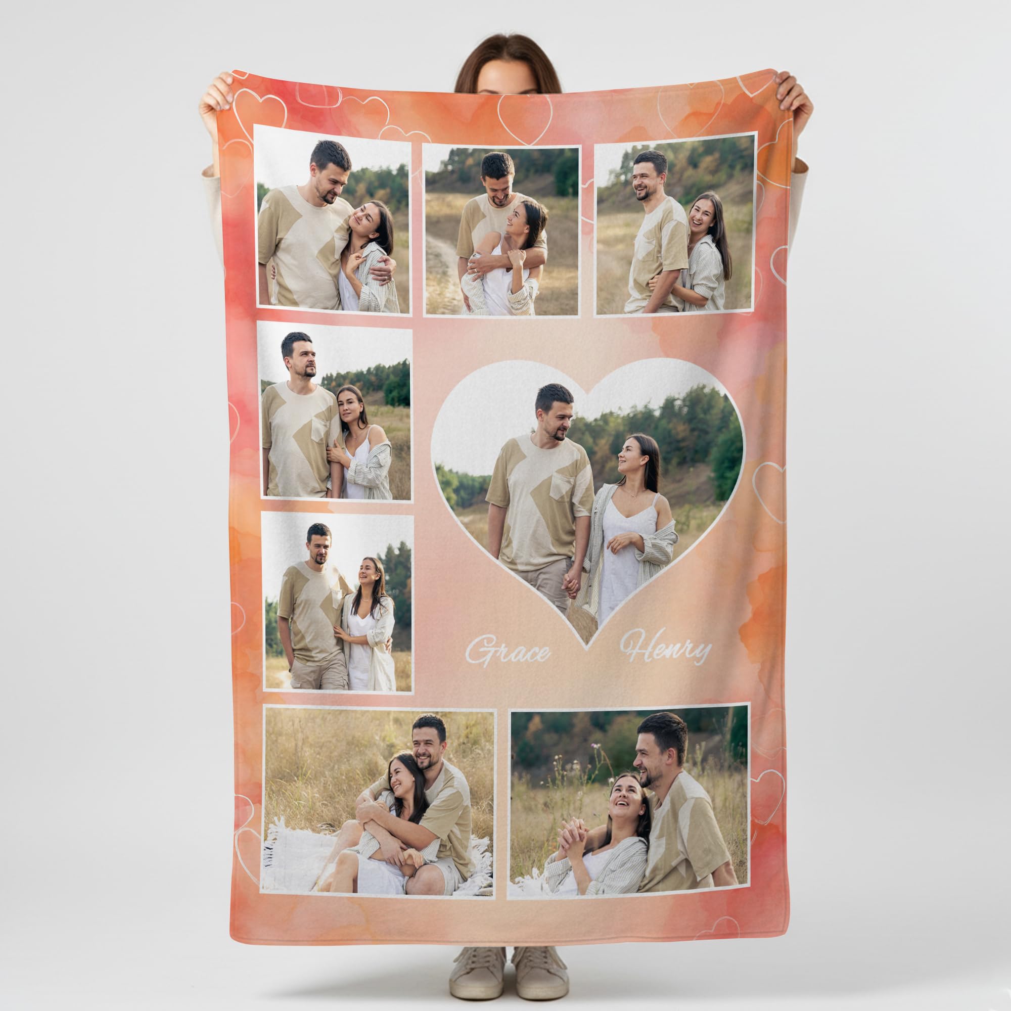 Print Maniacs Personalised Valentine’s Day Photo Blanket for Adults, Custom Throw Blanket for Him or Her, Romantic Gift for Boyfriend, Girlfriend or Partner