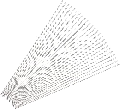 uxcell 25 agujas de rebordear finas y largas rectas hilos de bordado de acero inoxidable de 2.17 pulgadas