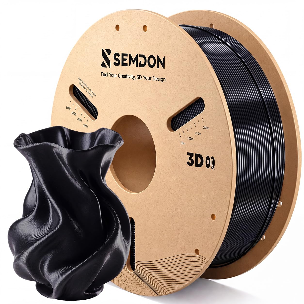 Black PLA Filament 1.75mm, Deep Black 3D Printer Filament 1KG Spool