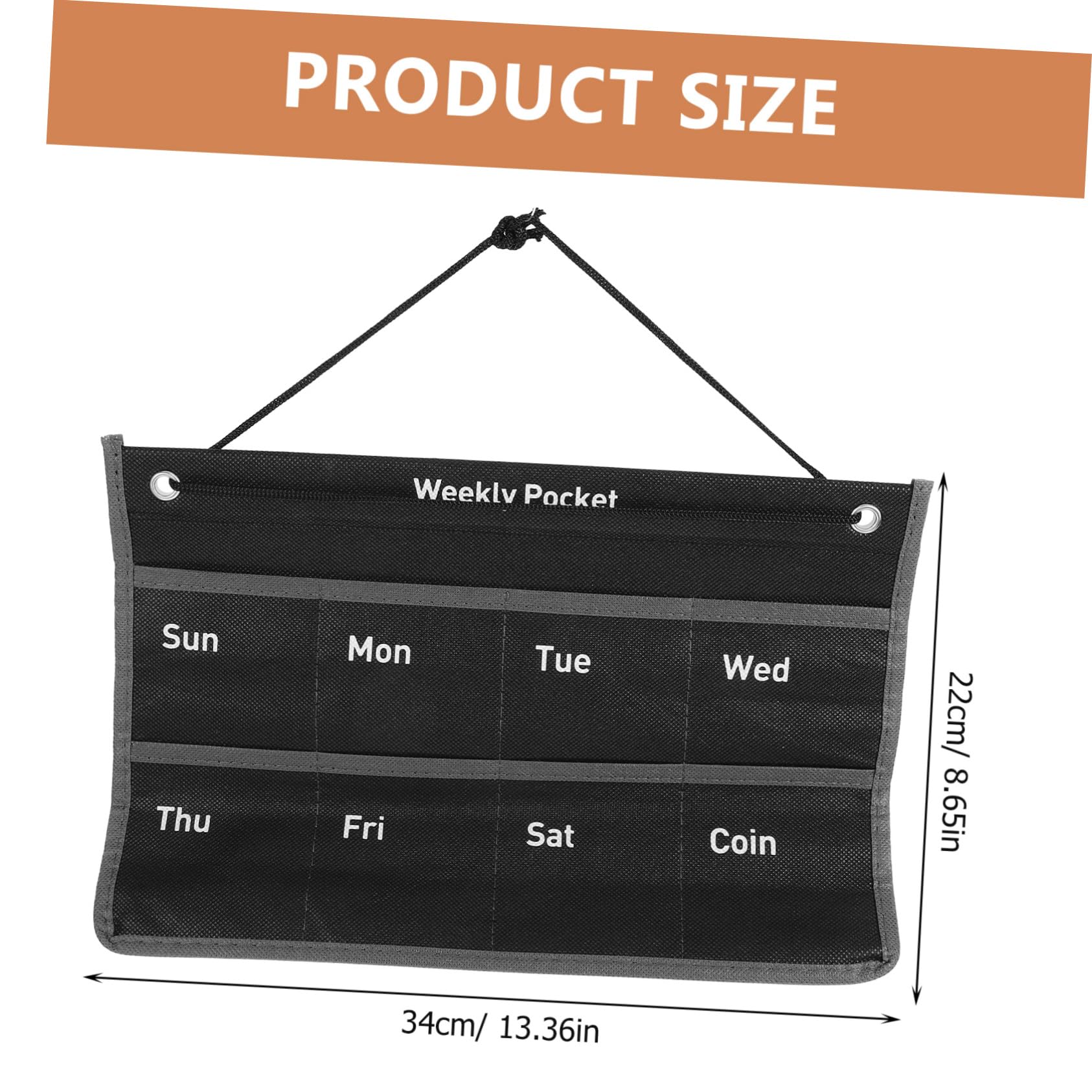 Happyyami Weekly Calendar Storage Bag Wall Hanging Organizer for Living Room Office Kitchen Decorative Hanging Pouch