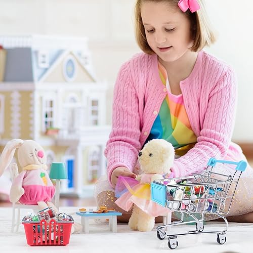 Miniatura 5 de 134 piezas Mini Carrito de Compras Cesta Miniatura Comida Bebida Botella Supermercado Metal Artesanía Juguetes Casa de Muñecas Tienda Cosplay Juego
