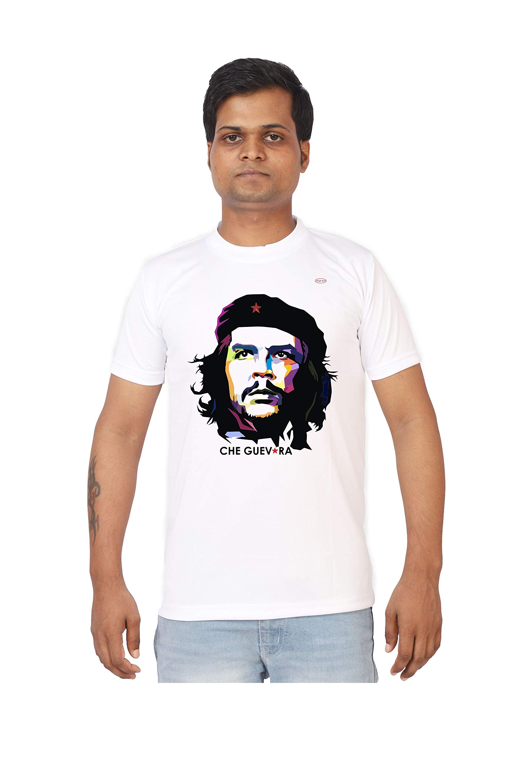 Style Eva - White Polyester | 258 - Che Guevara | Che Guevara Printed Short Sleeve Round Neck T-Shirt