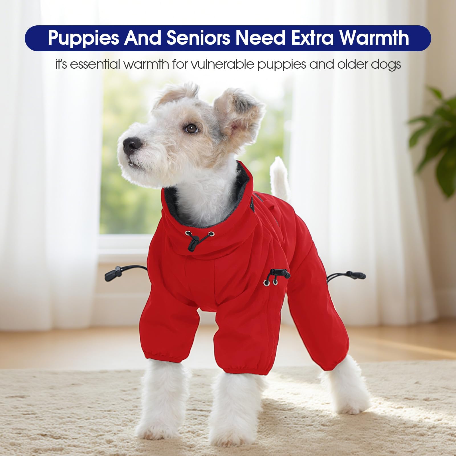 FUAMEY Abrigo de cuerpo completo para perro, chaquetas de forro polar cálido para perro con arnés integrado, resistente al viento, traje de nieve con cremallera para mascotas de cuatro patas, traje de