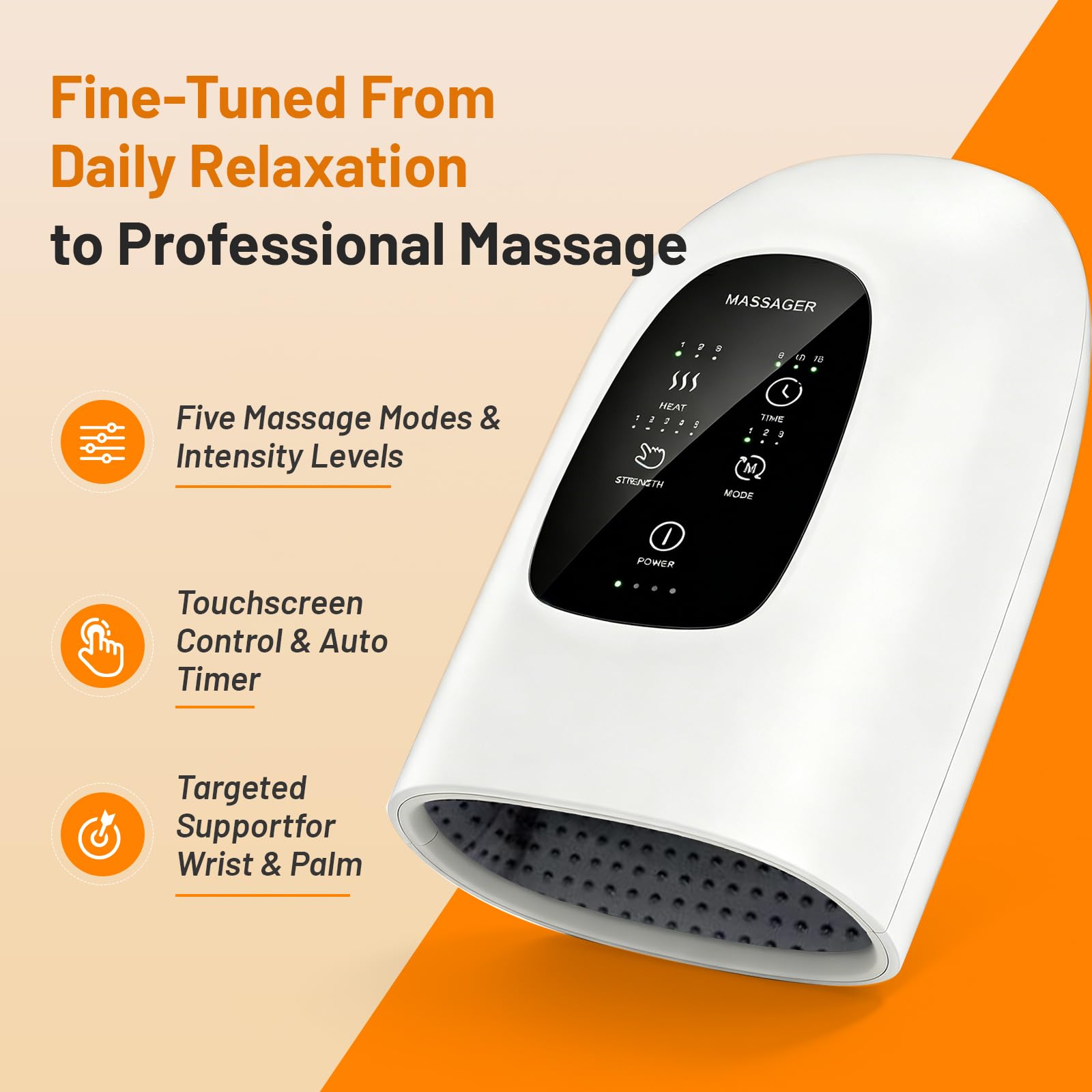 Handmassagegerät mit Wärme, Druckmassage, Fingerdehnung | 3 Temperaturstufen, 3 Programme, 5 Druckstufen, Großes Modell, Arthrose Handschuhe,Geschenk für Frauen und Männer