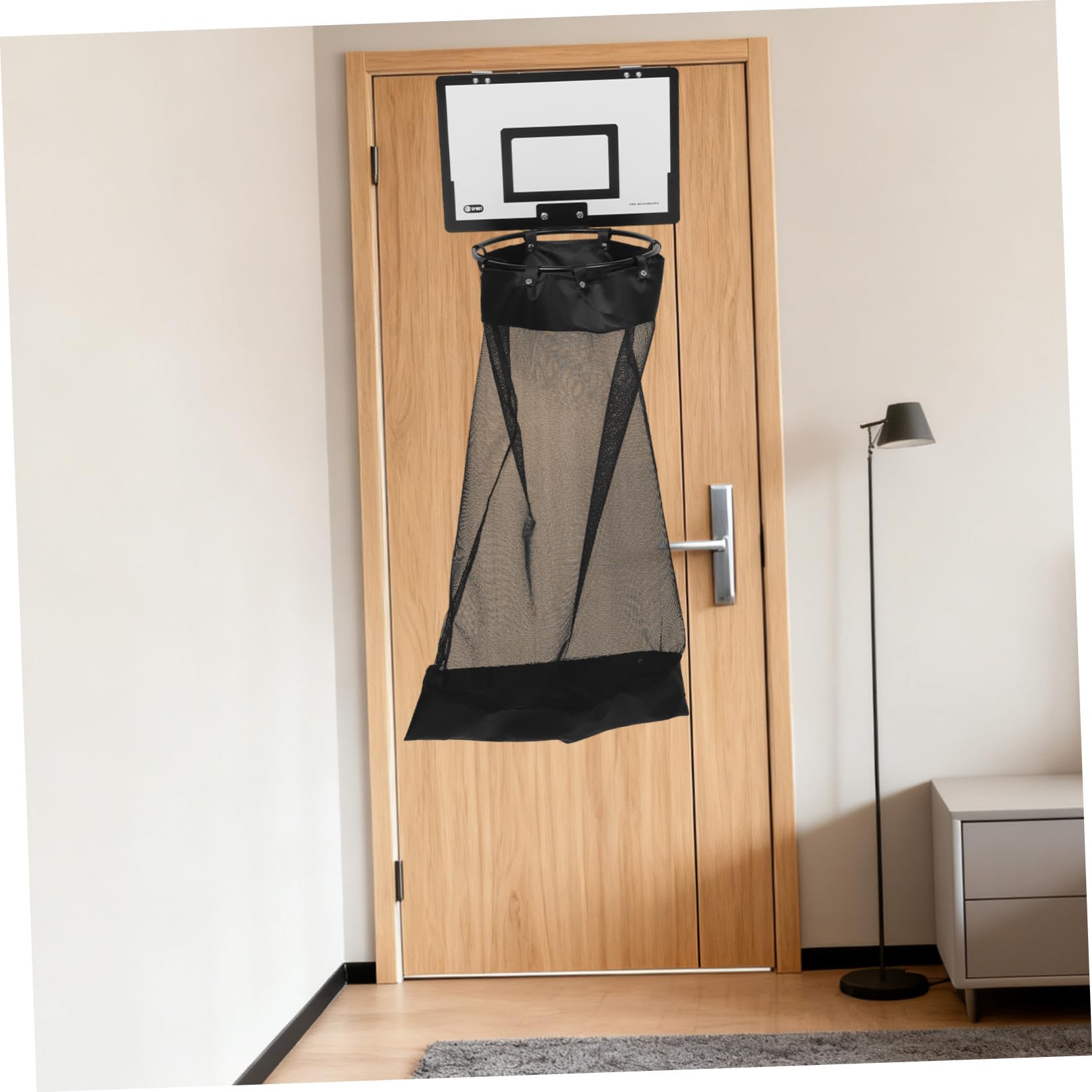 Wäschekorb Organizer mit Basketballkorb Design aus Eisen und Stoff mit Praktischem Reißverschluss Hängend an Tür für Badezimmer und Schlafzimmer