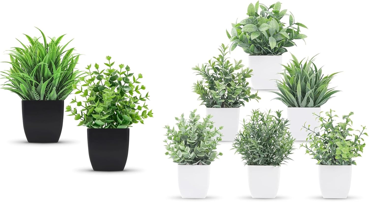 Der Rose Bundle of 2 Pack Fake Plants and 6 Pack Artificial Faux Plants for Room Home Office Decor