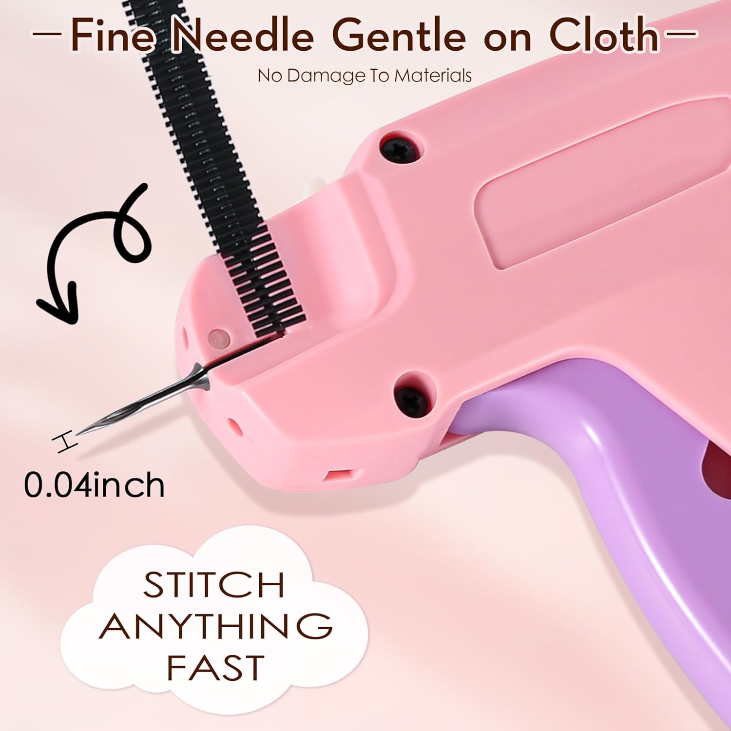 Stitch Gun for Clothes,Stitch Gun Quick Clothing Fixer, Tagging Gun for Clothing,Sewing Kit-Includes 6 Needle,1500 Black Fasteners&1500 White Fasteners(0.18inch) Purple - Image 3