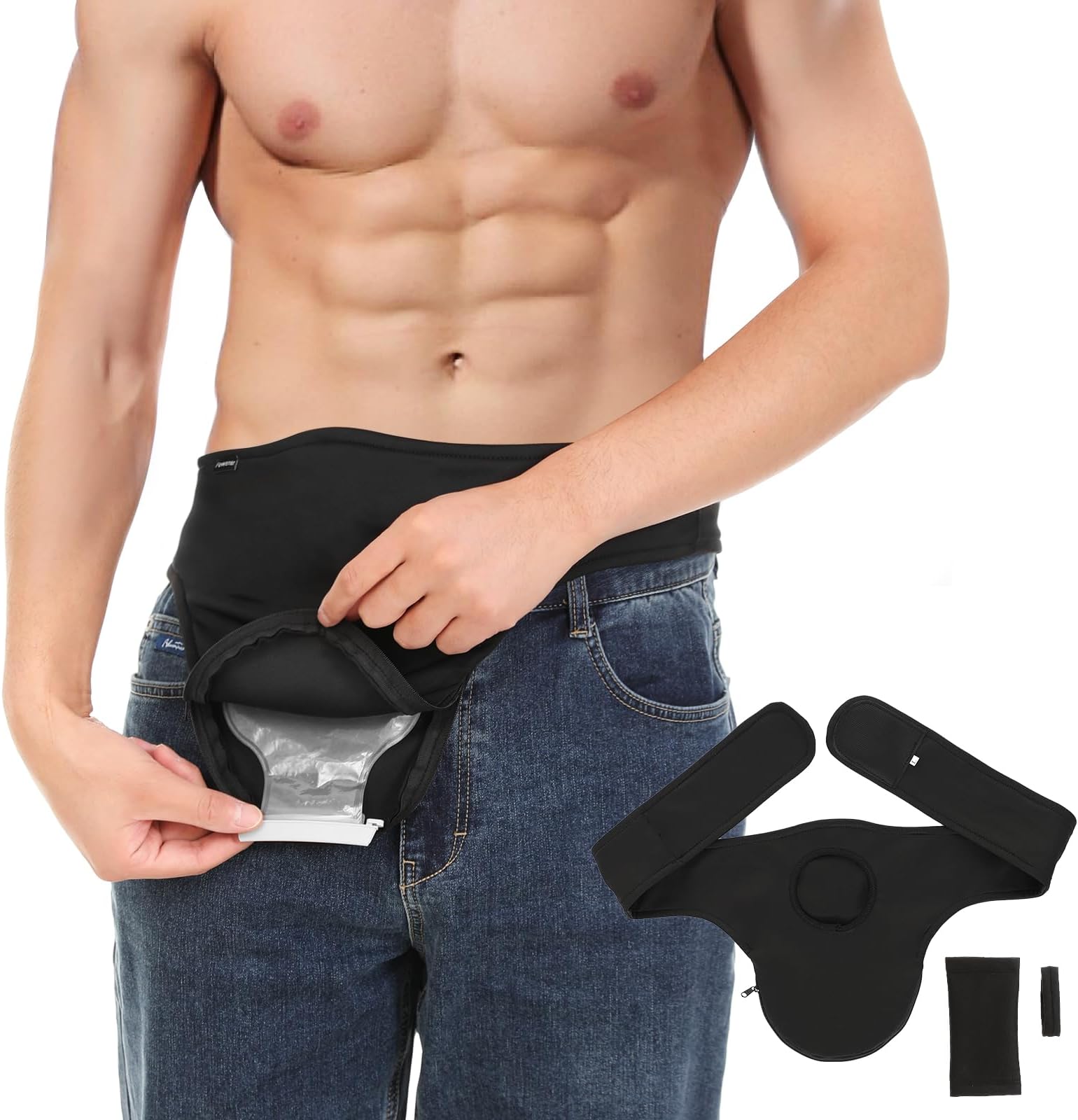 Fanwer Ostomy Belt for Men & Women | Ileostomy Belt Ostomy Support Belt | Colostomy Ostomy Bag Covers for Sports or Daily Life | Ostomy Wrap Supplies | Inner Pocket to Hold Ostomy Pouch