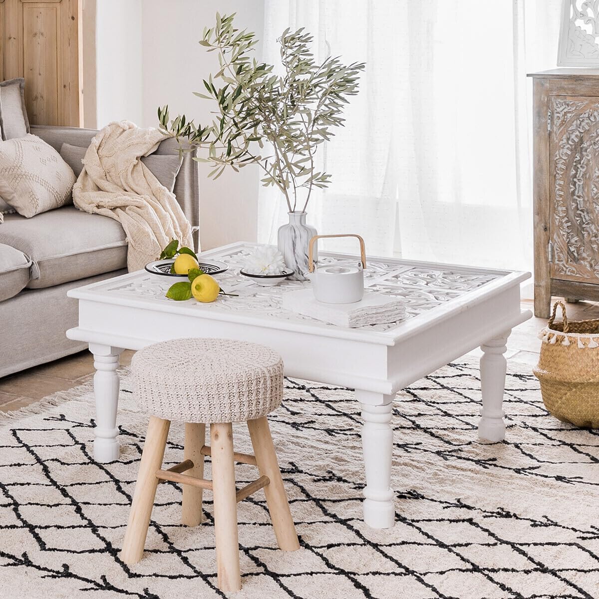Atmosphera Hocker Suzette, Beige