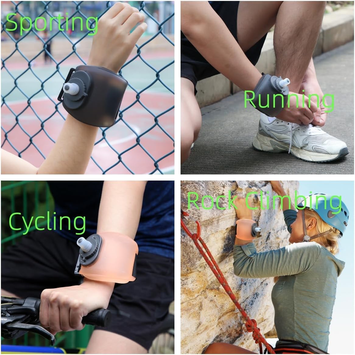 Wrist Sports Water Bottles, Outdoor Wearable HandsFree Silicone 7 Oz Running Water Bottle, Sports Portable Fitness Marathon Rock Climbing Cycling Cup Suitable for Travel Camping Jogging Hiking (White) image 5