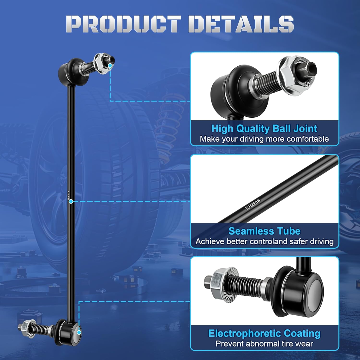 Set of 2 Front Stabilizer Sway Bar End Links Compatible with Ford Explorer Police Interceptor Utility 2011 2012 2013 2014 2015 2016 2017 2018 2019 Replaces K750617, K750616, BB5Z5K483A