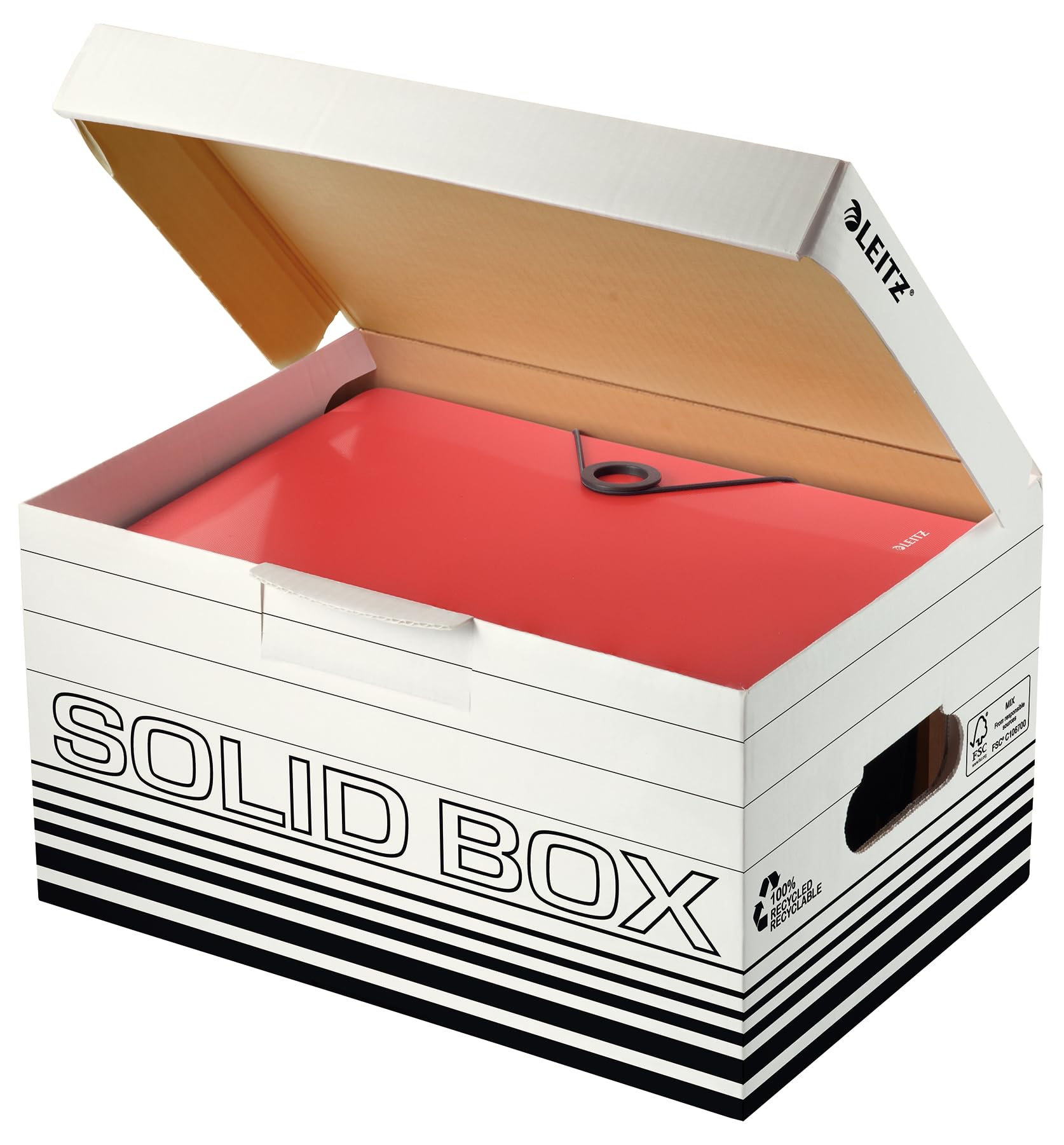 Esselte Leitz Archiv Container S, A4, con coperchio ribaltabile, in cartone ondulato, bianco