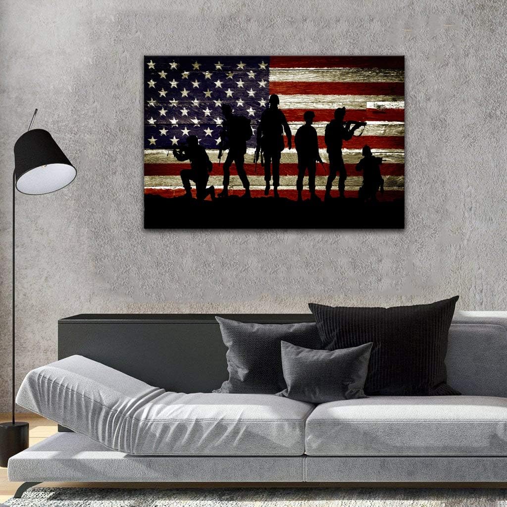 Review Discount AMEMNY Vintage American Flag Canvas Wall Military Soldiers Army Pictures Modern Painting Pictures for Living Room Bedroom Bathroom Office Decor Framed Ready to Hang Best Cyber Deals 🔥 AMEMNY Vintage American Flag Canvas Wall Military Soldiers Army Pictures Modern Painting Pictures for Living Room Bedroom Bathroom Office Decor Framed Ready to Hang