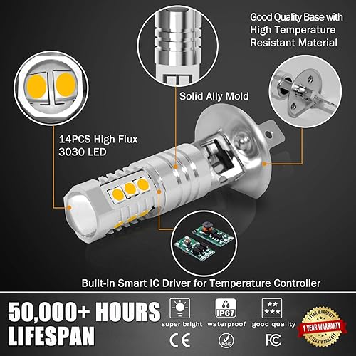 Miniatura 4 de 14 Piezas 3030 Chipsets luces antiniebla Amarillo Dorado,Azul (Ice Blue),Blanco Xenón