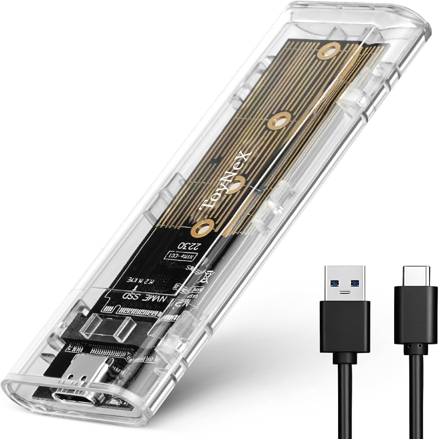 ToyNeX NVME M.2 to Type-C USB3.1 Gen2 10Gbps Transparent External Solid State Drive Adapter Enclosure for 2280 2260 2242 2230, M2 M-Key SSD, USB Type C Converter Case,(Transparent )-image-23