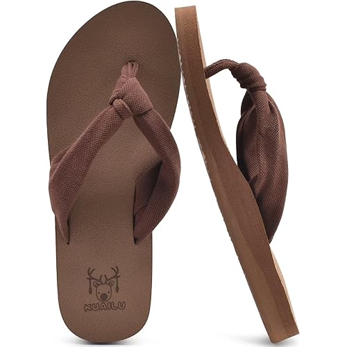 KuaiLu Flip Flops for Women with Arch Support Yoga Mat Comfortable Summer Beach Walking Thong Cushion Sandals Slip On Indoor Outdoor