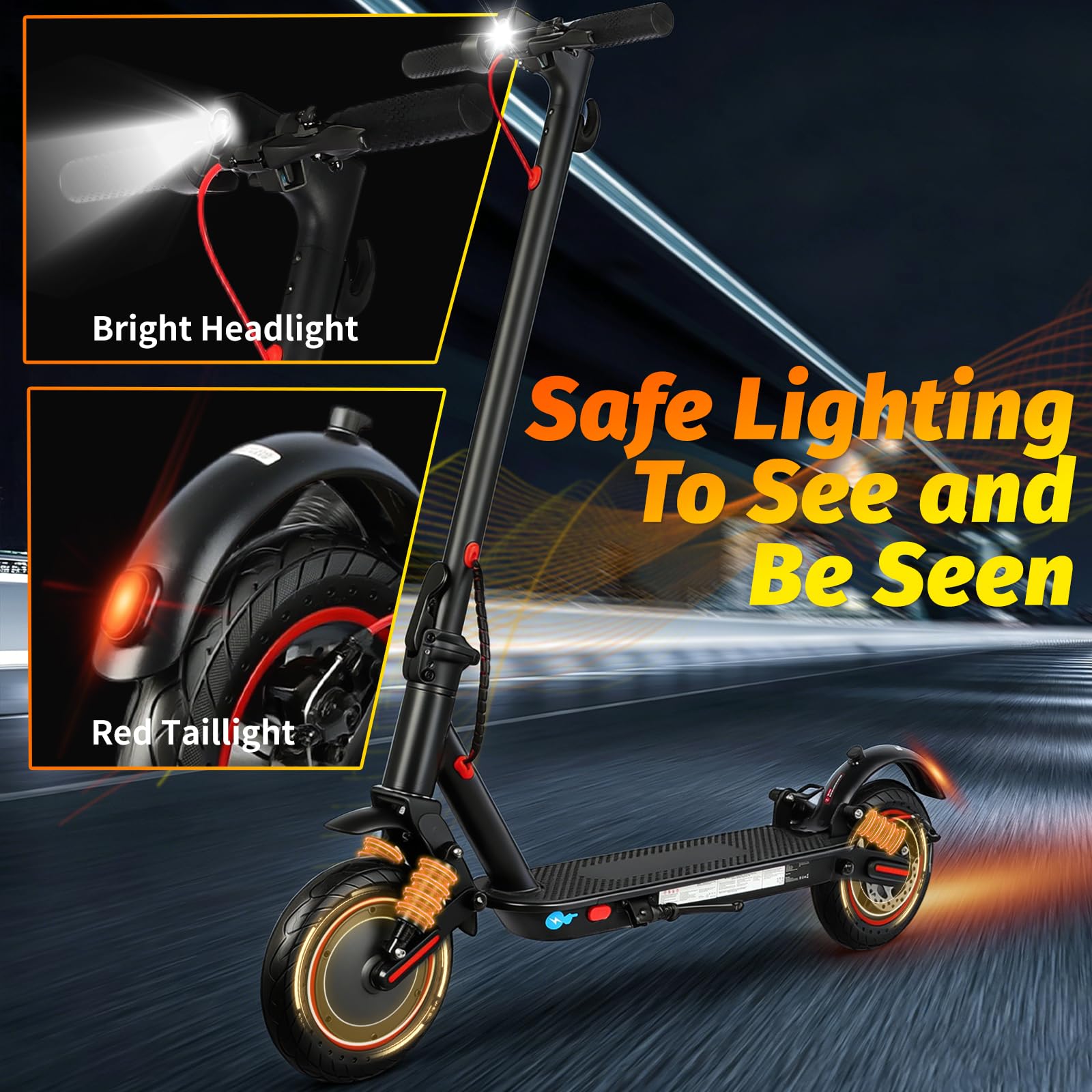 10 Pollici Monopattino Elettrico Adulti, Autonomia 30 km, Velocità Massima 25 km/h, Doppia Sospensione, Doppi Freni a Disco Anteriori e Posteriori, 3 Velocità, Design Pieghevole, Display LED, App–IPX5