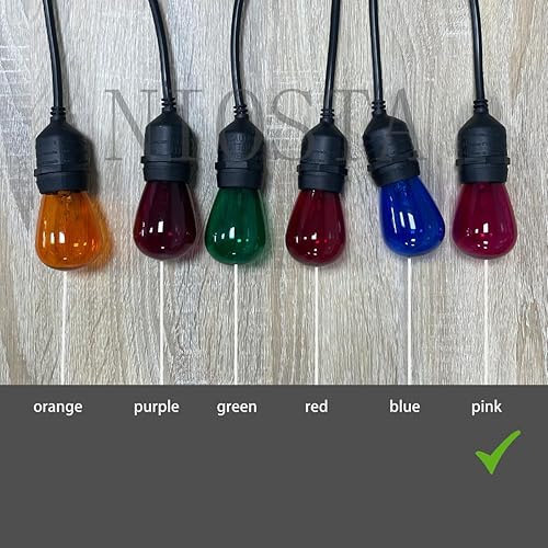 Miniatura 6 de 15 bombillas de repuesto S14, rosa transparente, incandescente de 11 W, base mediana E26