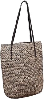 Mahma Artisans Sac Cabas Raphia anses en cuir Rafia Hobo naturel fait mains