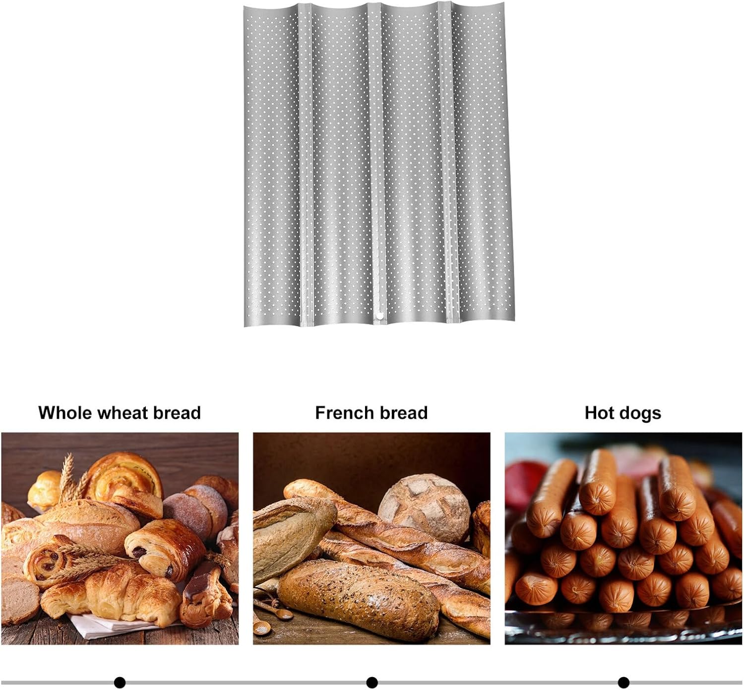 Non-stick Four-groove Baguette Pan for French Bread Baking Silver Baking Tray for Homemade Loaves Easy Release Mold for Professional-style Artisan Bread