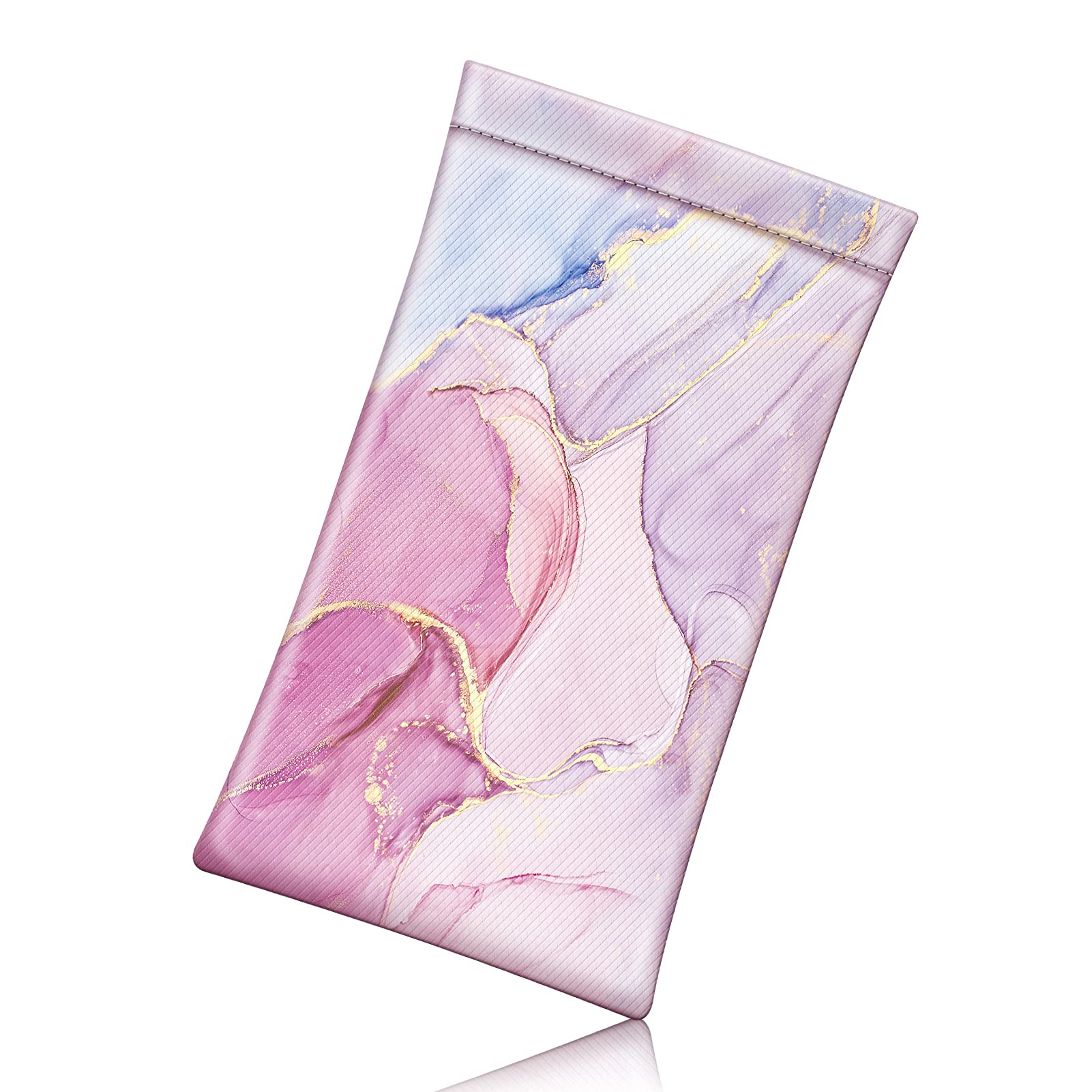 FINTIE Soft Eyeglasses Case with Cleaning Cloth, Portable Squeeze Top Vegan Leather Glasses Pouch, Sunglasses Eyewear Bag, Glittering Marble, Medium