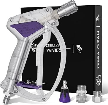 Short Pressure Washer Gun, Swivel Power Washer Gun 4060 PSI, Stubby Pressure Washer Gun with 3/8" Smooth & 1/4" Quick Connector Coupler Compatible with Hose Foam Cannon Car Wash Foam Gun
