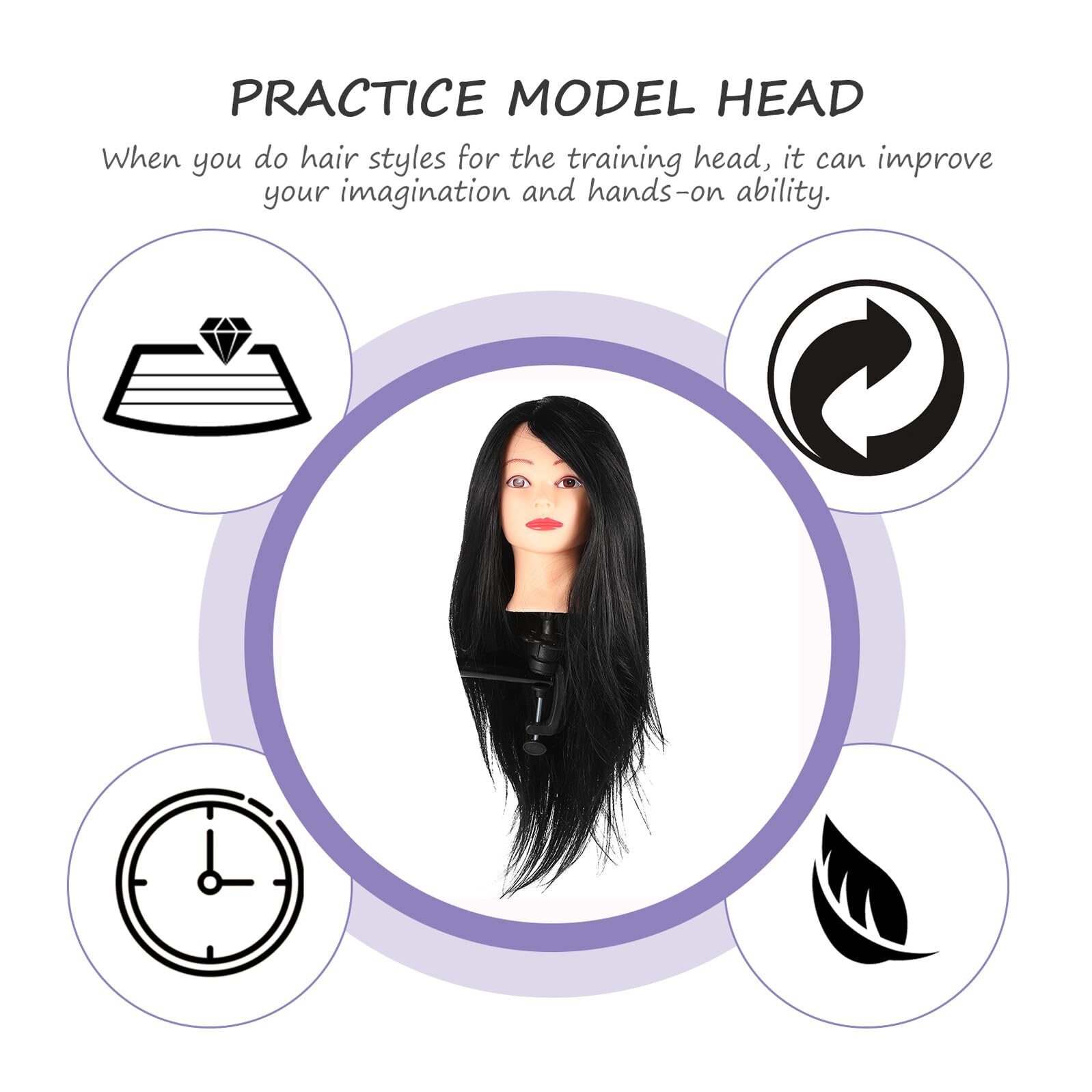 Ipetboom Tête de Mannequin pour Coiffure Matériel Entraînement pour Cheveux Support de Coiffure pour Tresses et Boucles