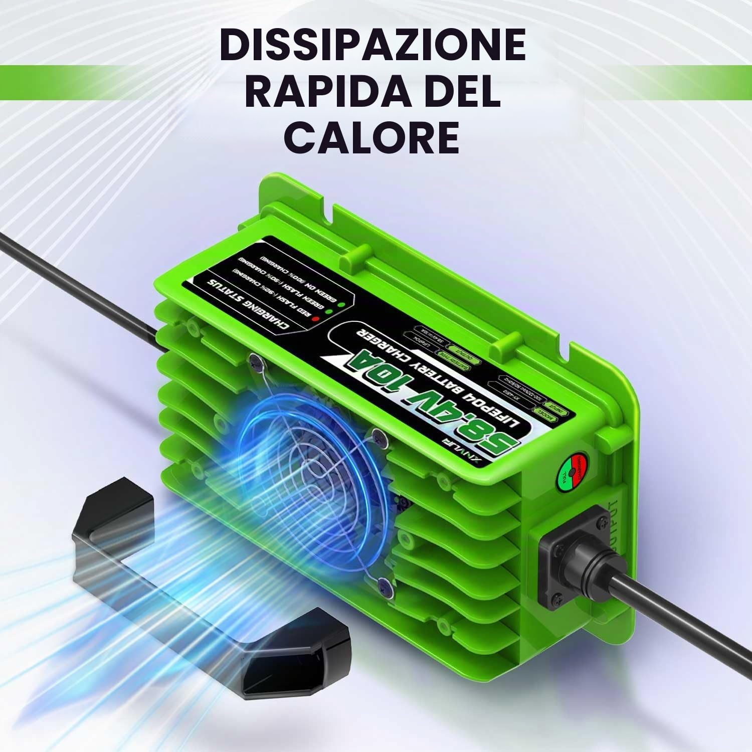 LiFePO4 Caricabatterie intelligente automatico da 58,4V 10A progettato per batterie al litio LiFePO4 da 48V (51,2V)