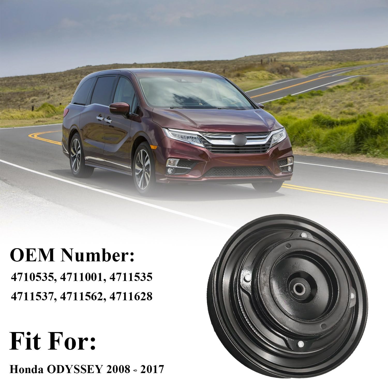 A/C Compressor Clutch Assembly Kit Plate Pulley Bearing Coil CO10736C Replacement for Honda Odyssey 2008-2017, AC Air Conditioning Compressor Clutch Coil Auto Repair Kit