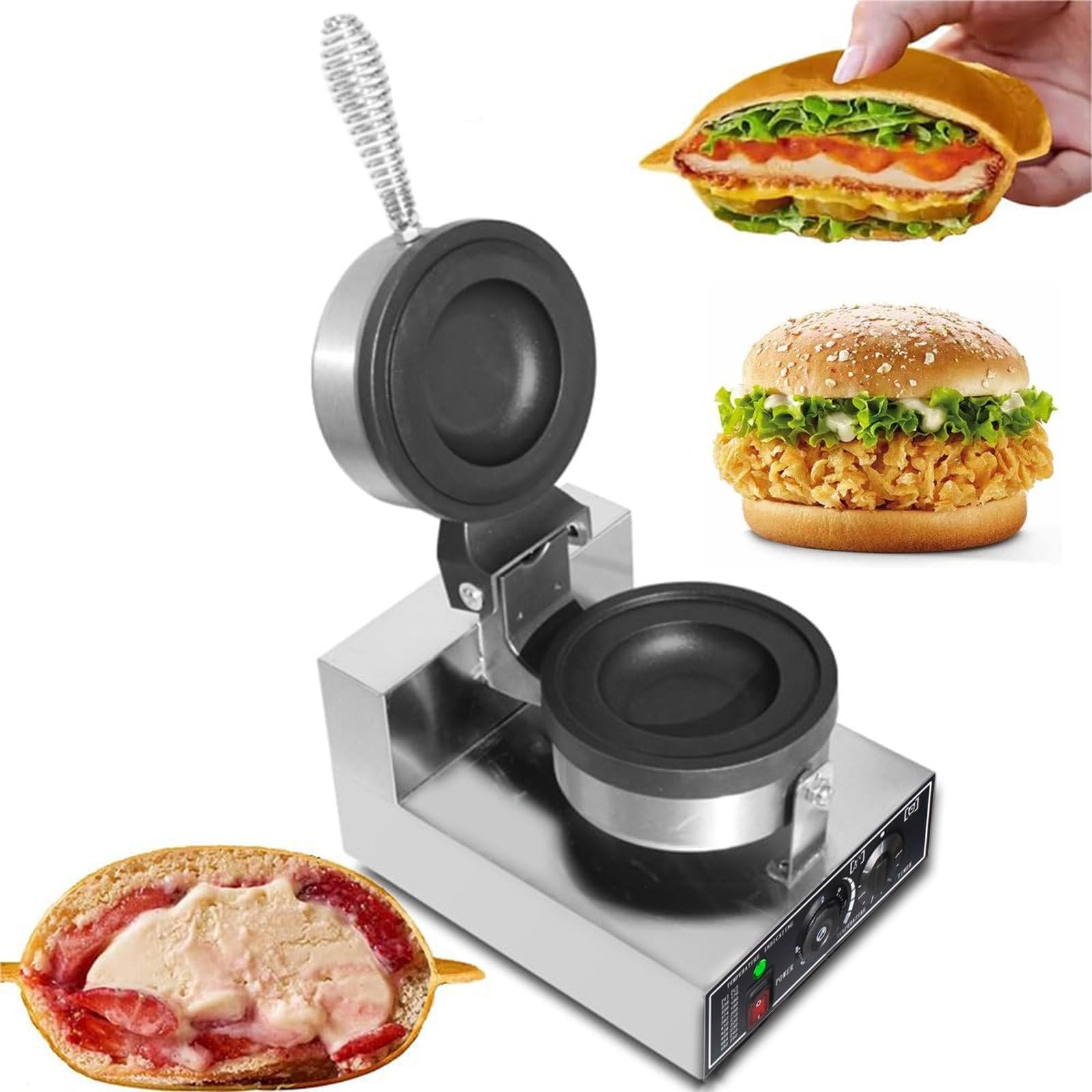 Gofrownica, Maszyna Do Burgerów, Prasa, Forma Do Lodów I Burgerów, 1200 W, Domowa, Komercyjna Maszyna Do Burgerów Z Powłoką Zapobiegającą Przywieraniu, Gofrownica, Opiekacz Do Kanapek